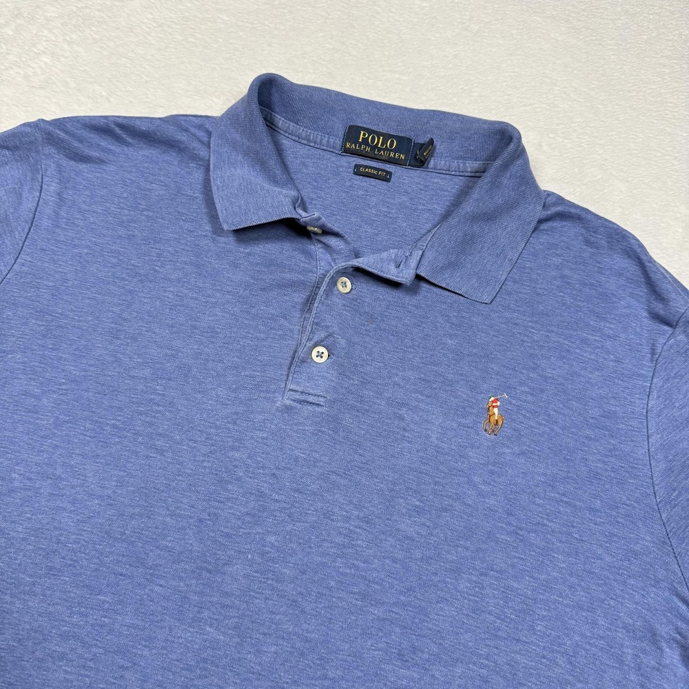 Polo Ralph Lauren Polo Shirt Mens Large Blue Classic Fit Embroidered Pony‎
